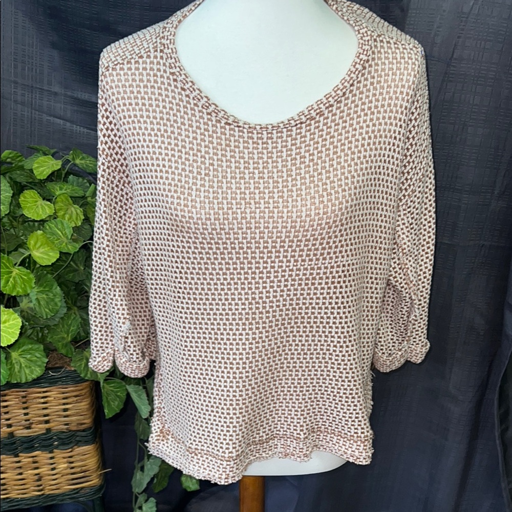 Chic Brown and Cream Textured Top